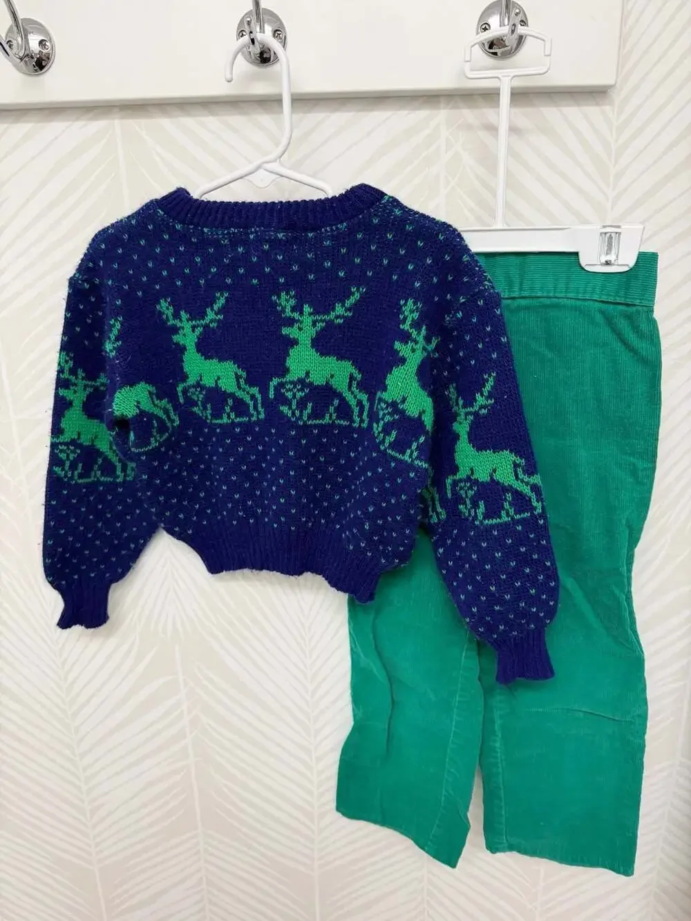 Vintage Young People's Shops Reindeer Holiday Sweater and Corduroy Pants 3T